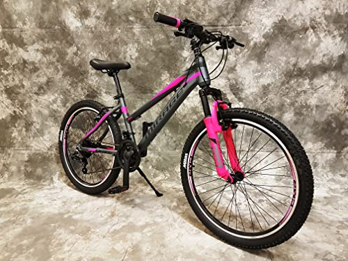 Generisch 24 Zoll Aluminium Mountainbike, Gefedert mit 21-Gang Daumenklickkettenschaltung NEU 2466-ANTRA-PINK Bitte BEACHTEN AB 138 cm KÖPERGRÖSSE GEEIGNET !!!!!!!