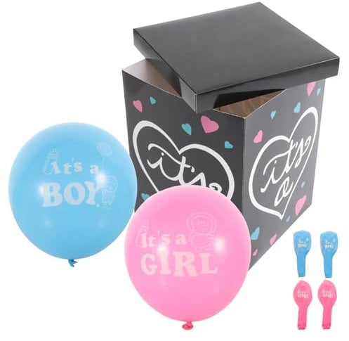 KOMBIUDA Gender-reveal-box Für Ballons Papierbox Für Babydusche Oder Gender-reveal-party Dekobox Für Jungen Oder Mädchen Babyballon Und Box Als Foto-requisit