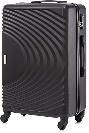 BETLEWSKI - Großer Koffer Hartschale - Reisekoffer mit 4 Rollen - Leicht Hartschalenkoffer ABS Rollkoffer mit Schloss - Modell SINOPE- Größe 76 cm x 48 cm x 28 cm 93 Liter -Schwarz