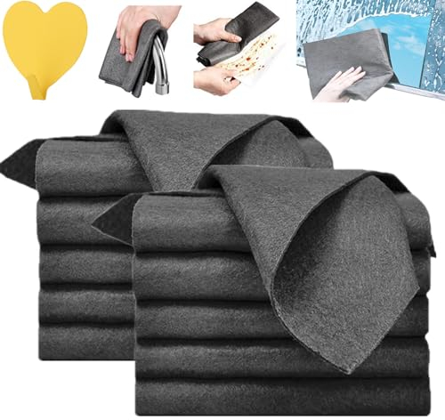 Aquaglide Tücher,Serenosole Aquaglide Tücher,Verdicktes magisches Reinigungstuch,Thickened Magic Cleaning Cloth,Mikrofaser Reinigungstuch zum Abstauben von Küchen,Glas,Autos (Schwarz-10 Stück)