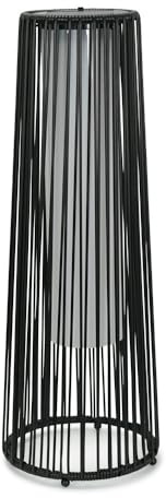 ValueLights | Large Black Rattan Solar Floor Lamp Solar Powered Outdoor Lantern Light Garden Patio Path Lighting, Warm White | Outdoor Lights, Home Décor & Improvement Essential