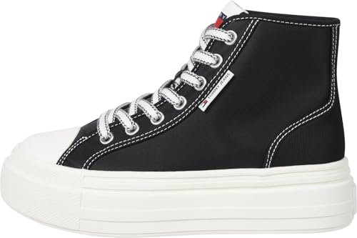 Tommy Hilfiger Flatform Sneaker Mujer Foxing High Top, Negro (Black), 40