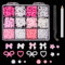 500pcs 3D Nail Charms, Multi Shapes Bow, Love Heart, Flower, Pearl Nail Decorations with Pickup Tool - DIY Accessories for Women, Girls (White, Pink)