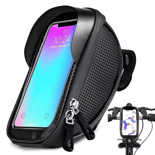 Fahrradlenkertasche und Handyhalterung – robust und wasserdicht | Fahrrad- oder Motorradtasche mit großer Kapazität | Handyhalterung bis zu 17,2 cm (6,8 Zoll) – Universal | stark und robust