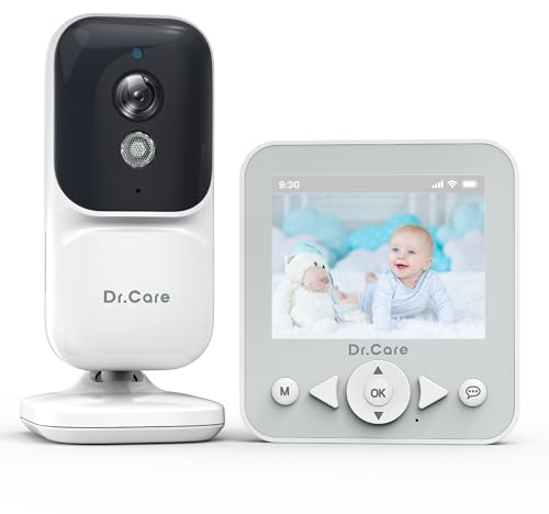 Dr.Care NeoView Monitor de Bebé - Pantalla 2.8, Audio Bidireccional, Grabación en Bucle, Visión Nocturna, VOX, Sensor de Temperatura, Canciones de Cuna, Clip para Cinturón, Soporta 128GB
