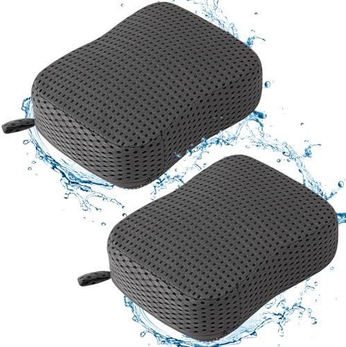 Suzile 2 Pcs Hot Tub Booster Seat Weighted Spa Bathtub Booster Seat Quick Dry with Micro Dot Non Slip Bottom Portable Seat with 3D Air Mesh Cover Tub Accessory for Indoor Outdoor