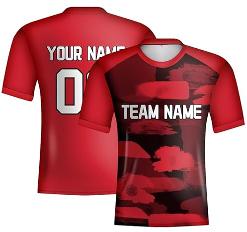 Maglietta da calcio personalizzata da uomo, maglietta in jersey della Coppa Europea Italia, personalizzabile con nome della squadra, Rosso, S