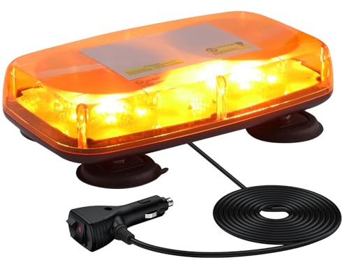 AUTOUTLET 48 LED Warnleuchte, 12/24V Rundumkennleuchte Warnlicht mit 17 Modi & 4 super Magnetfuß, IP65 Wasserdichte Amber Warnblinkleuchte Blitzlicht Notfall-Gefahrenwarnung Stroboskop für LKW KFZ