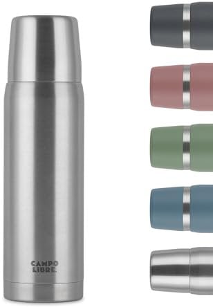 Campo Libre. Jaco® Thermoskanne 1L, 750ml, 500ml I Thermos mit Becher I Unsere Thermosflasche mind. 24h heiß I Isolierkanne mit Doppelwandisolierung ist zu 100% auslaufsicher & recycelter Edelstahl