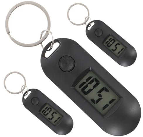 HAWILLOSCH 3 Pièces Porte-clés Montre Watch Petite Montre électronique Clip numérique sur Montre Anneaux Porte clé Montre Enfant Porte-clés étudiants Montres Porte-clés Plastique Black
