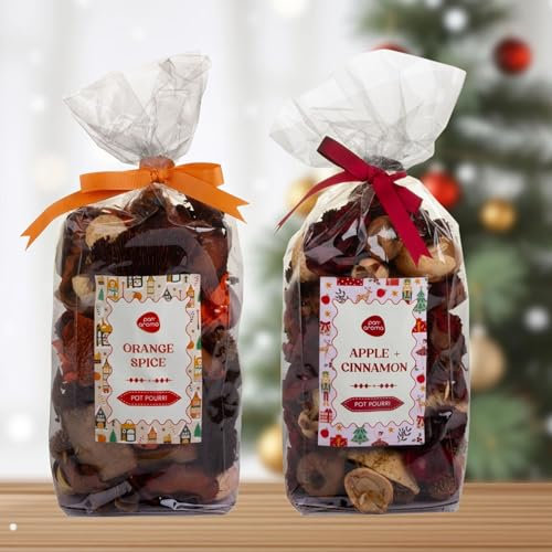 2 Bags of Christmas Pot Pourri - Apple and Cinnamon, Orange Spice Scented - Festive Fragrance - 200g Bags