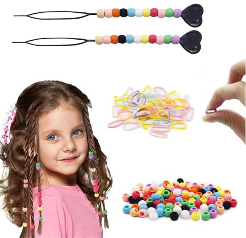 Wbgraceful 50pcs Soft & Colorful Silicone Hair Beads for Braids -Bulk Hair Accessories for Kids, Girls & Women's Hair.