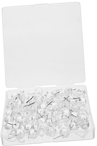 STOBOK 1set Wall Tacks for Hanging Picture Hooks Hangers Black Pin for Cork Board Keys Hanger Hook Wall Thumb Easel Heavy Duty Magnetic Hooks Push Pin with Hooks Transparent Plastic 50pcs