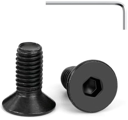 Tunejoy Viti a Testa Svasata M5 x 12 mm Nero Vite a Brugola Bulloni in Acciaio Inox A2 V2A Viti a Testa Piatta Norma DIN 7991 con Chiavi a Esagono Filettatura Completa 20 pezzi