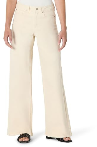 Amazon Essentials Women's Low-Stretch High-Rise Wide-Leg Jeans, Ecru, 12-14
