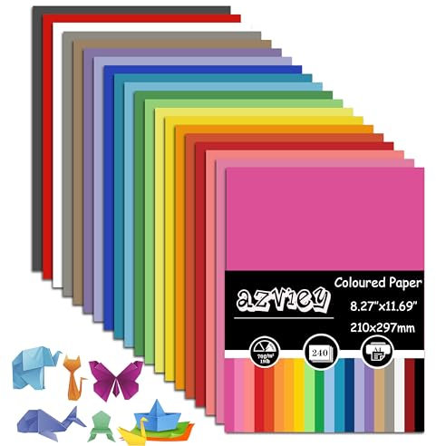 240 Sheets Coloured Paper, 20 Colors Origami Paper A4 Double Sided for Children's Art & Craft Activities(70gsm) , 297MM X 210MM