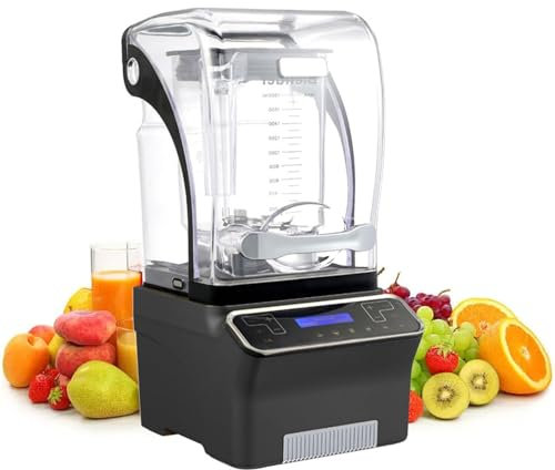 Commercial Quiet Shield Blender,Professional Electric Blender,2200W Smoothie Blender with Soundproof Shield and Smart Panel,for Ice Crushing, Shakes and Smoothies for Kitchen(Black)
