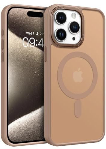 VENINGO for iPhone 15 Pro Case,[Compatible with MagSafe] Matte Translucent Bumper Shockproof [Military-Grade Protection] Magnetic Girls Women Men Case for iPhone 15 Pro,Brown