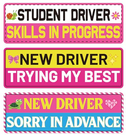 Tinoaly 3 Stück Magnet Für Fahrschüler, Aufkleber für Fahrschüler Magnetisches Schild Reflektierend Sicherheit Stoßstangenaufkleber Abnehmbar Lustig Schild Fahranfänger Fahrzeuge Autozubehör