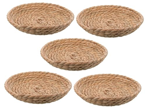 Toddmomy 5 Pièces Paille Tissée pour Cages à Oiseaux et Nid Confortable et Décoratif Base Plate Accessoires Délevage pour Poules et Pigeons