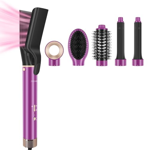 Air Glätteisen ＆ Auto-Wrap Lockenaufsätzen - 6 IN 1 Airstyler Set - PARWIN PRO BEAUTY Ionen Haartrockner Set, 110,000 RPM Hochtouriger Motor, für Trocknen, Glätten, Volumen, Locken- Rot