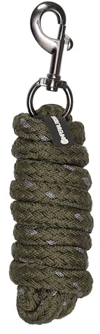 Imperial Riding Führstrick IRH Deluxe mit Lurexfaden, Karabinerhaken, ummanteltes Nylon, Olivgrün