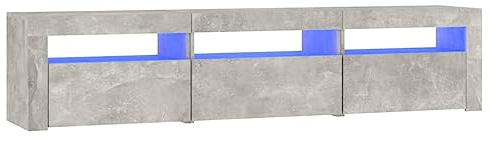 Lumanois Mueble de TV con Luces LED Gris hormigón 180x35x40 cm, Mobiliario Muebles TV, Gris, 38.84kg