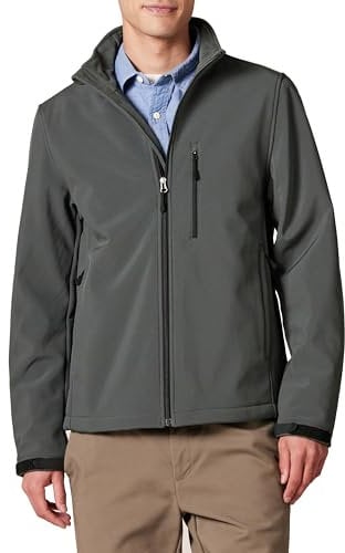 Amazon Essentials Giacca in Softshell Impermeabile Uomo, Grigio Scuro, XL