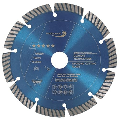 PRODIAMANT Fastcut Highspeed Diamant-Trennscheibe 150 mm x 22,23 mm für sehr harte Baustoffe wie Kalksandstein
