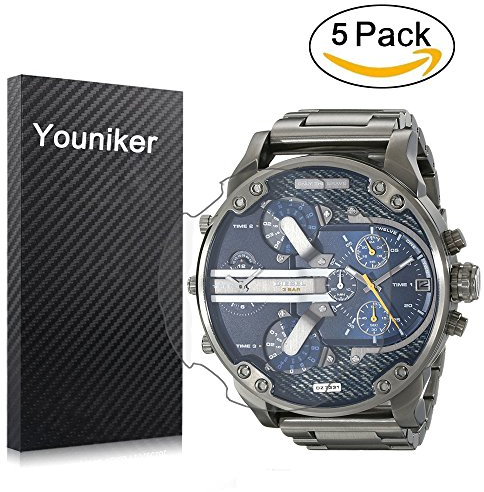 Youniker Lot de 5 films protecteurs d'écran transparents pour montre DZ7331 Mr Daddy pour homme de Diesel, anti-rayure, anti-traces de doigts