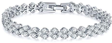 Kim Johanson Damen Tennis Armband *Vera - Premium Edition* in Silber mit weißen Kristallen besetzt rhodiniert inkl. Schmuckbeutel