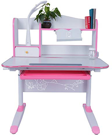 Kindertisch Set Tische Und Stühle For Kinder Kind Lernen Können, Mit Einem Satz Von Einstellbaren Rutschfesten Matten Tisch Und Stühle Und Holztische Kippen Activity Table Set ( Farbe : Rosa )