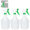 Relaxdays Sprühflasche Pflanzen, 3er Set, einstellbare Düse, 1 Liter, mit Skala, Kunststoff, Blumensprüher, weiß-grün