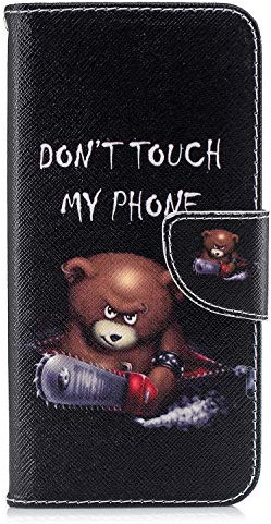 Thoankj for iPhone SE 2020 Case, iPhone 7 8 Case Shockproof Slim PU Leather Flip Pouch Wallet Phone Silicone Cover with Magnetic Stand Card Holder Slot Protective Smartphone Cases Chainsaw Bear