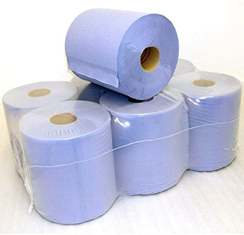 Aspect 12 Blue Rolls Strong and Absorbent Cleaning Paper Towels Ideal for Kitchens, Bathrooms, and Industrial