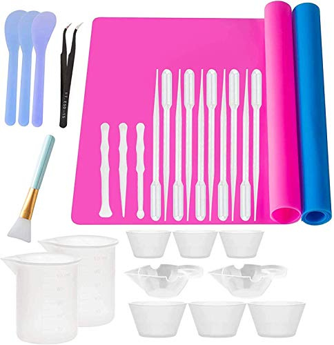 Silicone Craft Mat,Measure Cups,Epoxy Resin Moulds Crafts 30pcs