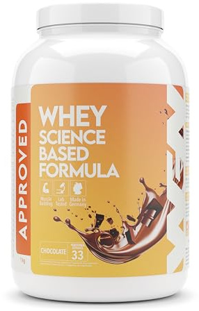 WFN Approved Whey Proteinpulver - Schokolade - 1 kg - Mit Laktase - Sehr gut lösliches Eiweißpulver - Produziert & laborgeprüft in Deutschland