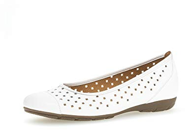 Gabor Damen Ballerinas, Frauen sportliche Ballerinas,Women's,Woman,Flats,Halbschuhe,Slipper,Slip-ons,Sommerschuhe,Freizeitschuhe,Weiss,38 EU / 5 UK