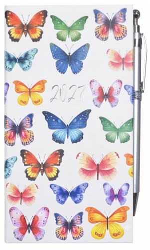 Taschenkalender 2021 mit Wochenansicht, Glitzer-Schmetterlinge, Animiertes Tagebuch (Pink)
