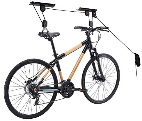 HOME COMPOSER Bike Ceiling Mount Lift, Heavy Duty Bike Hoist Pulley Hanger, Garage Ceilling Storage Rack for Ladder, Caneo, Bike, One Size