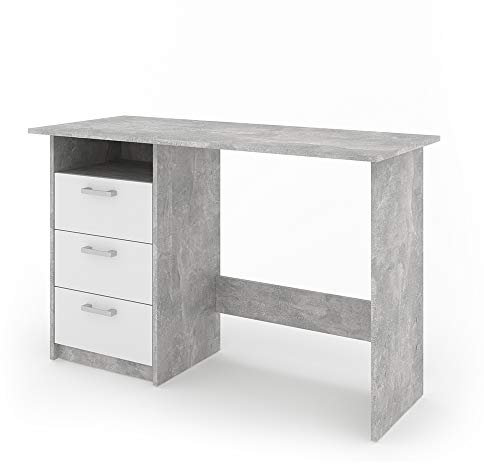 Vicco Scrivania Meiko, Calcestruzzo/Bianco, 120 x 50 cm