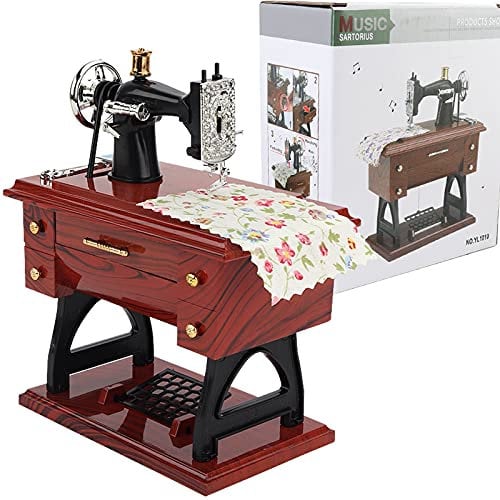 Sbolang Nähmaschine Mini Spieluhr, Europäische Handwerk Retro Nähen Uhrwerk Home Crafts Tischdekoration Geburtstagsgeschenk