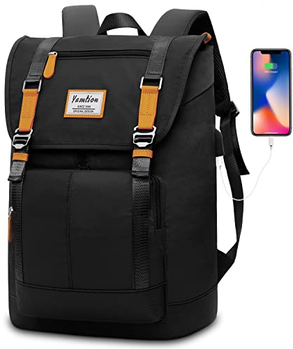YAMTION Laptop Rucksack Herren mit 17 Zoll Laptopfach,Schulrucksack Jungen Teenager Schultasche mit USB für Schule Universität Studium Arbeit Freizeit Reise