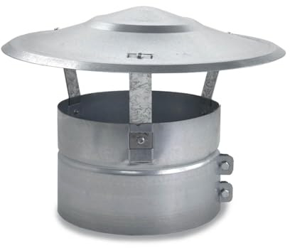 CAEXVEN Sombrerete Chimenea 350mm Antilluvia Galvanizado - Sombrero Fijo para Tubos y Conductos - Caperuza Antipajaros Estufa Leña - Serie Lisa y Helicoidal