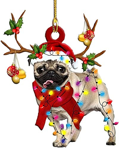 Weihnachtsbaum Dekorationen - Mops Hund Ornament, Armee Weihnachtsschmuck - Geschenk für Veteran