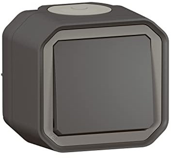 Zenitech Legrand Plexo - Pulsador individual impermeable de 10 A para montaje en superficie, color antracita