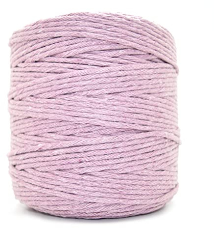 Premium Lavender Macrame Cord, 300 m / 984 ft of 2 mm Thick Natural Cotton Thread Yarn Macrame Rope for Wall Hangings, Plant Hangers, DIY Crafts, Home Decorations, Gift Wrapping (Reel)