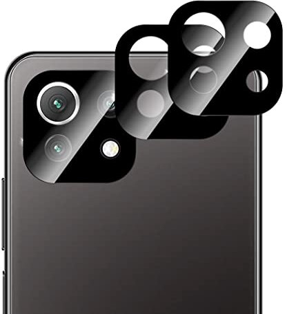 QUITECO Protezione Fotocamera per Xiaomi Mi 11 Lite/Mi 11 Lite 5G / Mi 11 Lite 5G NE [2 Pezzi] Nera Pellicola Vetrino Telecamera Posteriore Lente Camera