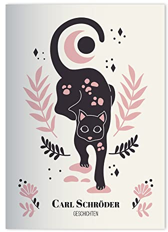 Kartenkaufrausch 16x personalisierte Trend Designer DIN A4 Schulheft, Schreibhefte mit schwarzer Katze und Eule in Rosa Lineatur 25 (liniertes Heft)