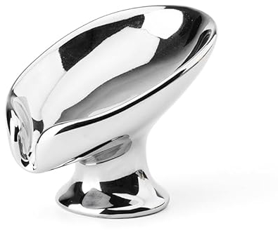 Soon Global Porte-savon de salle de bain en céramique, en forme de feuille, auto-drainant, argenté